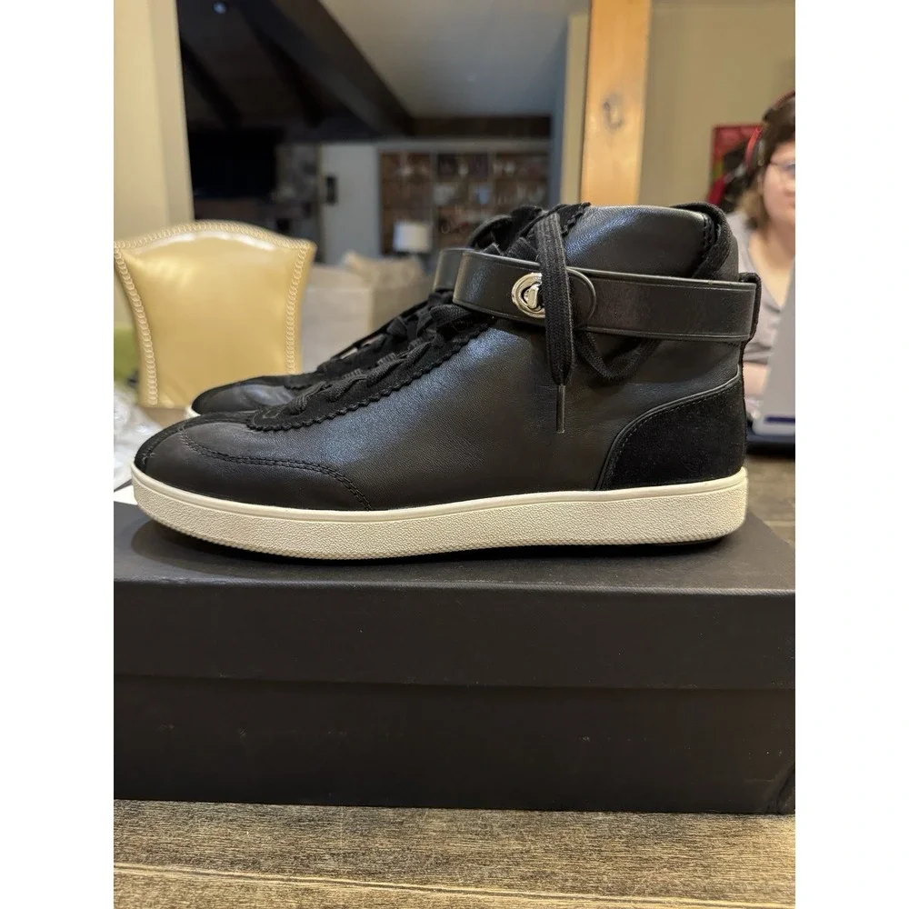 Coach‎ Q9125 C213 Black Leather Suede High Top Sneakers Shoes size 9.5